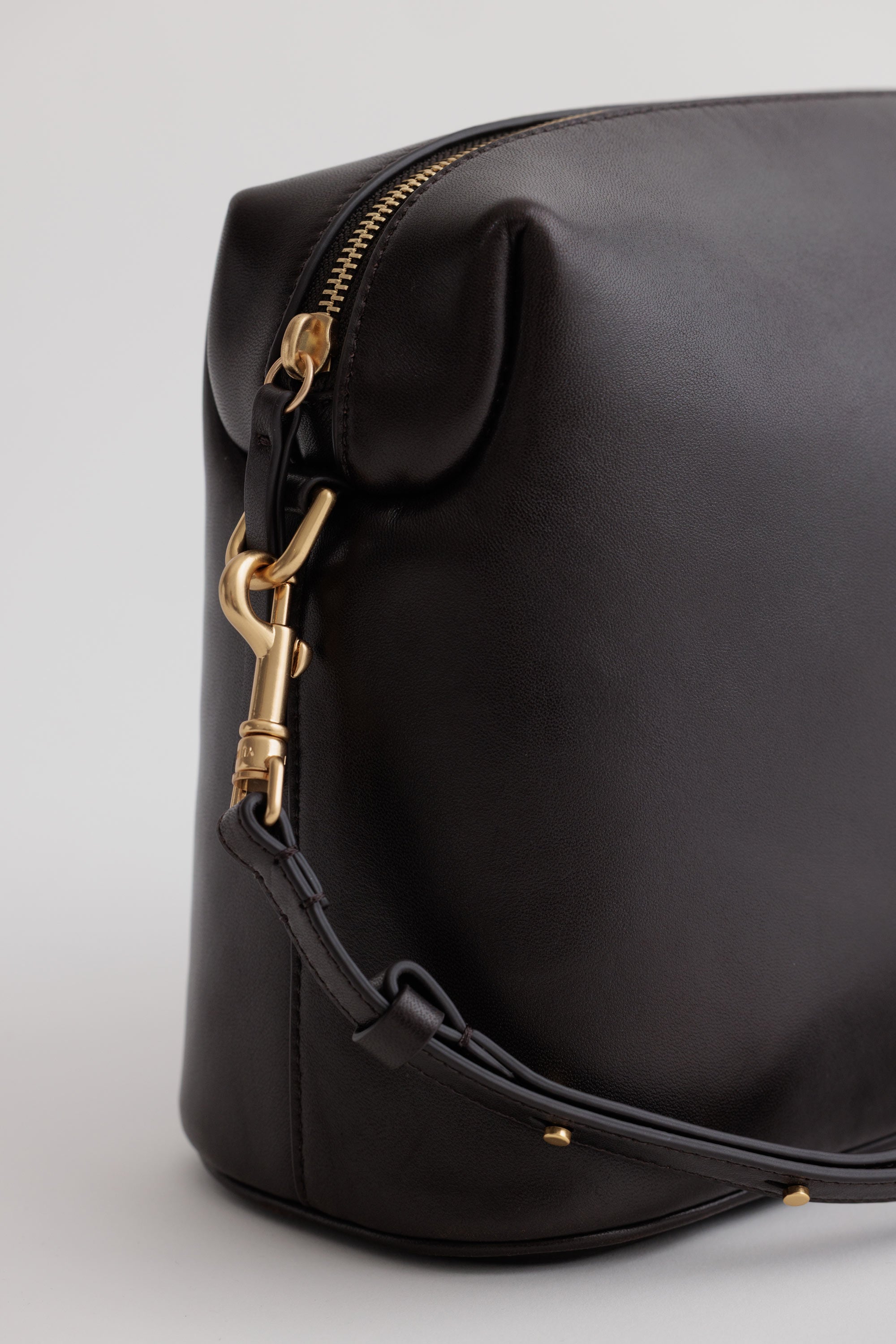 Ch'lita Bag in Americano Lambskin detail view showing custom chrome hardware