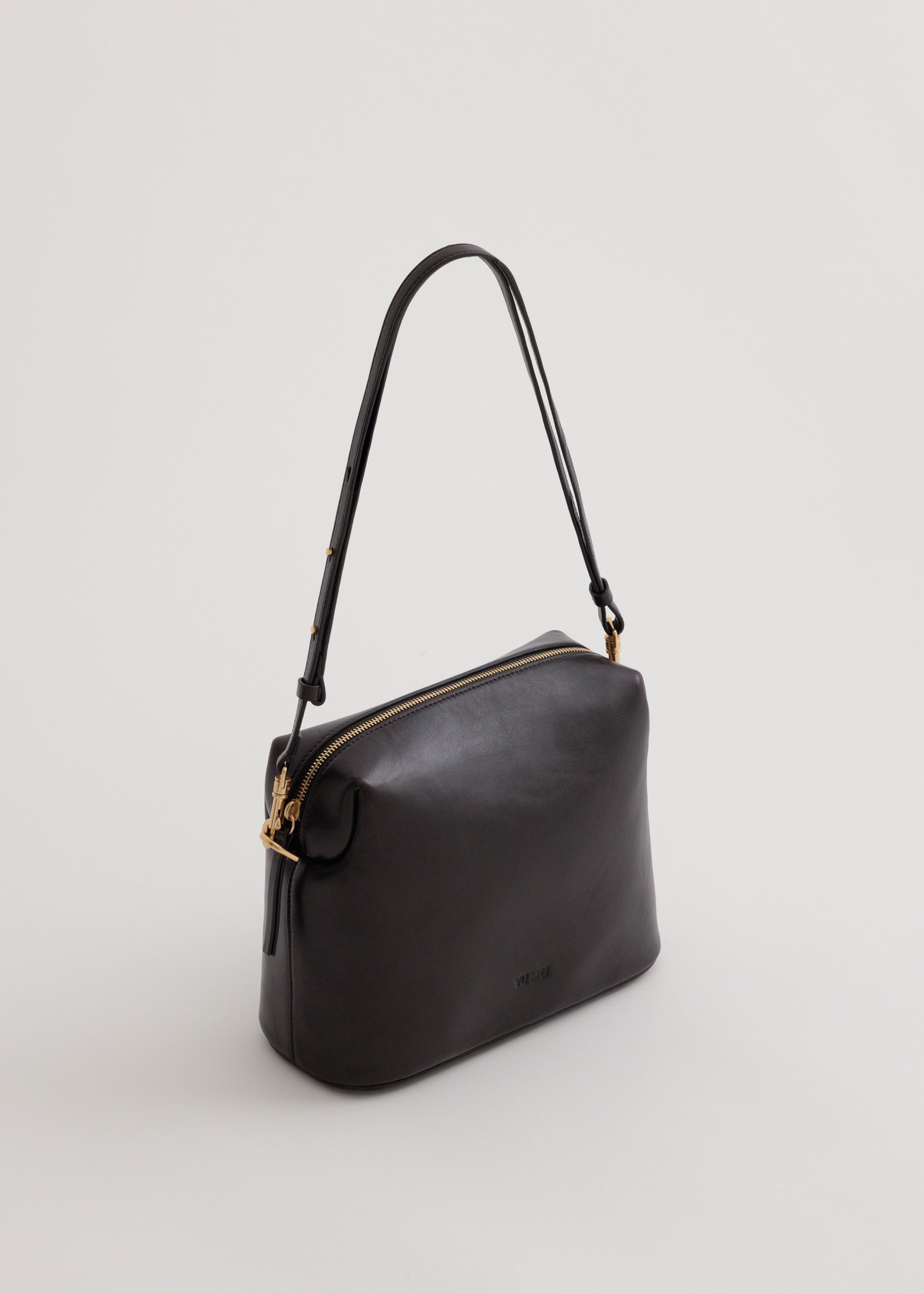 Ch'lita Bag in Americano Lambskin angle view showing adjustable cross-body strap