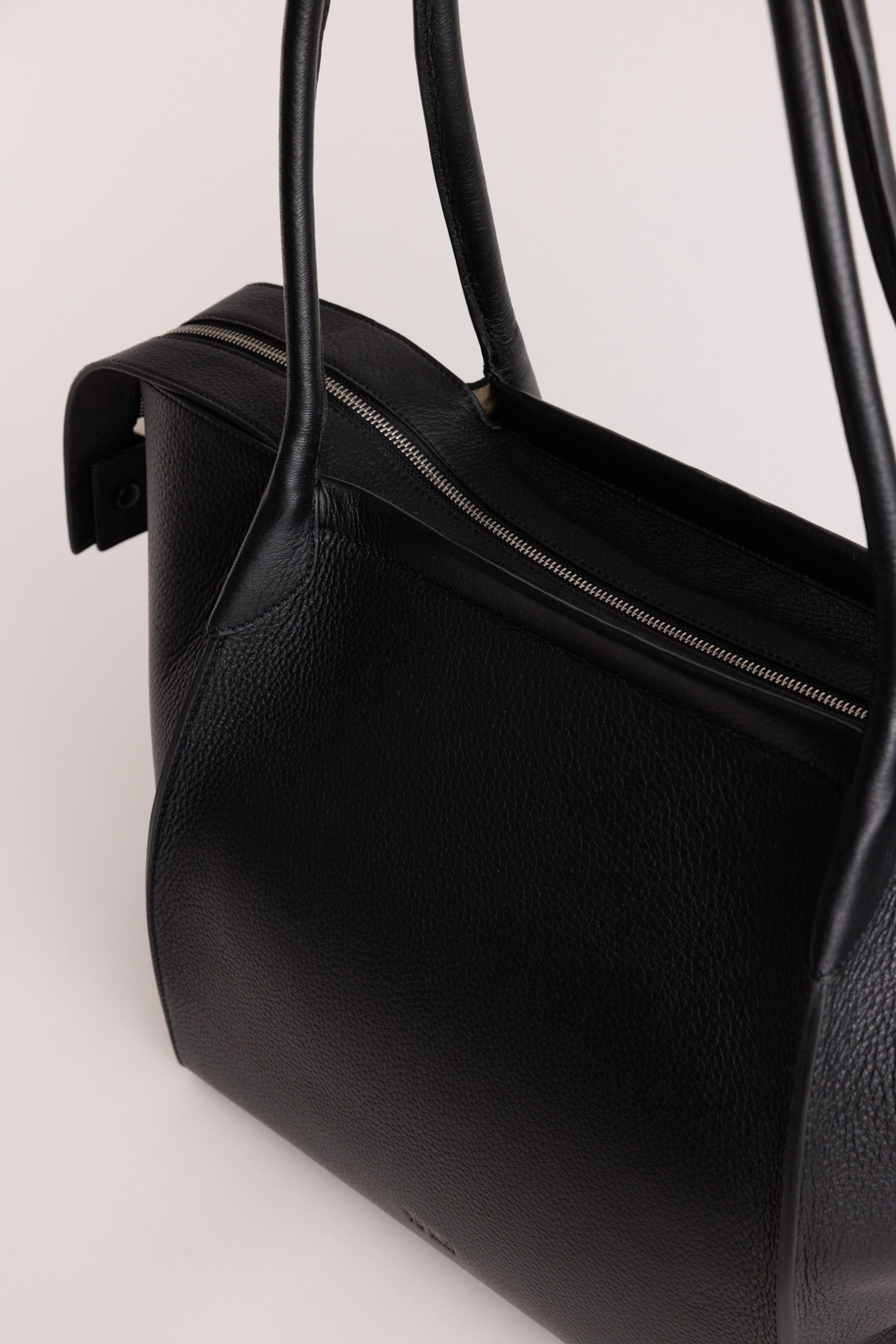 Claudia Tote in Black Deer Nappa side view