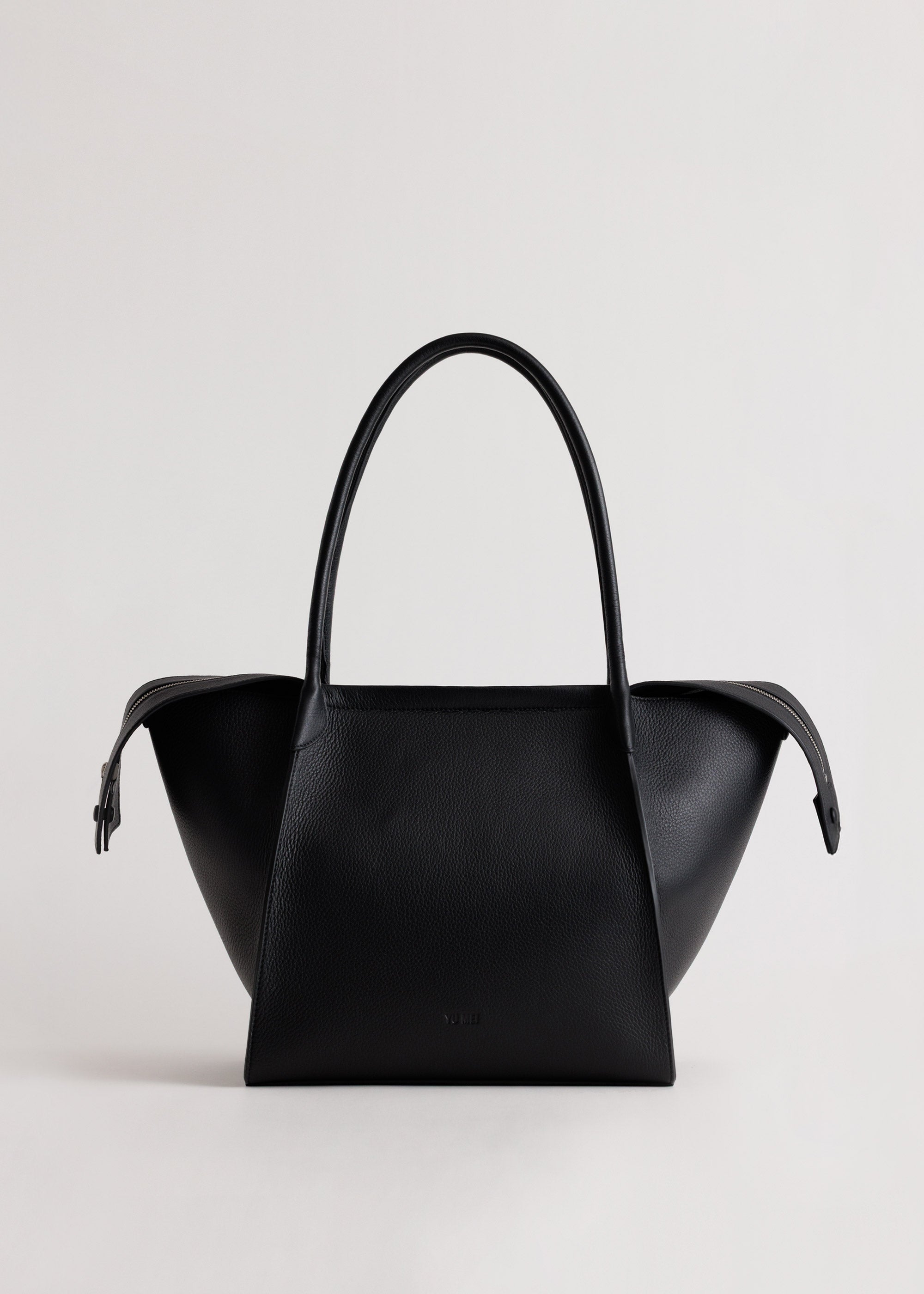 Claudia Tote in Black Deer Nappa front profile view