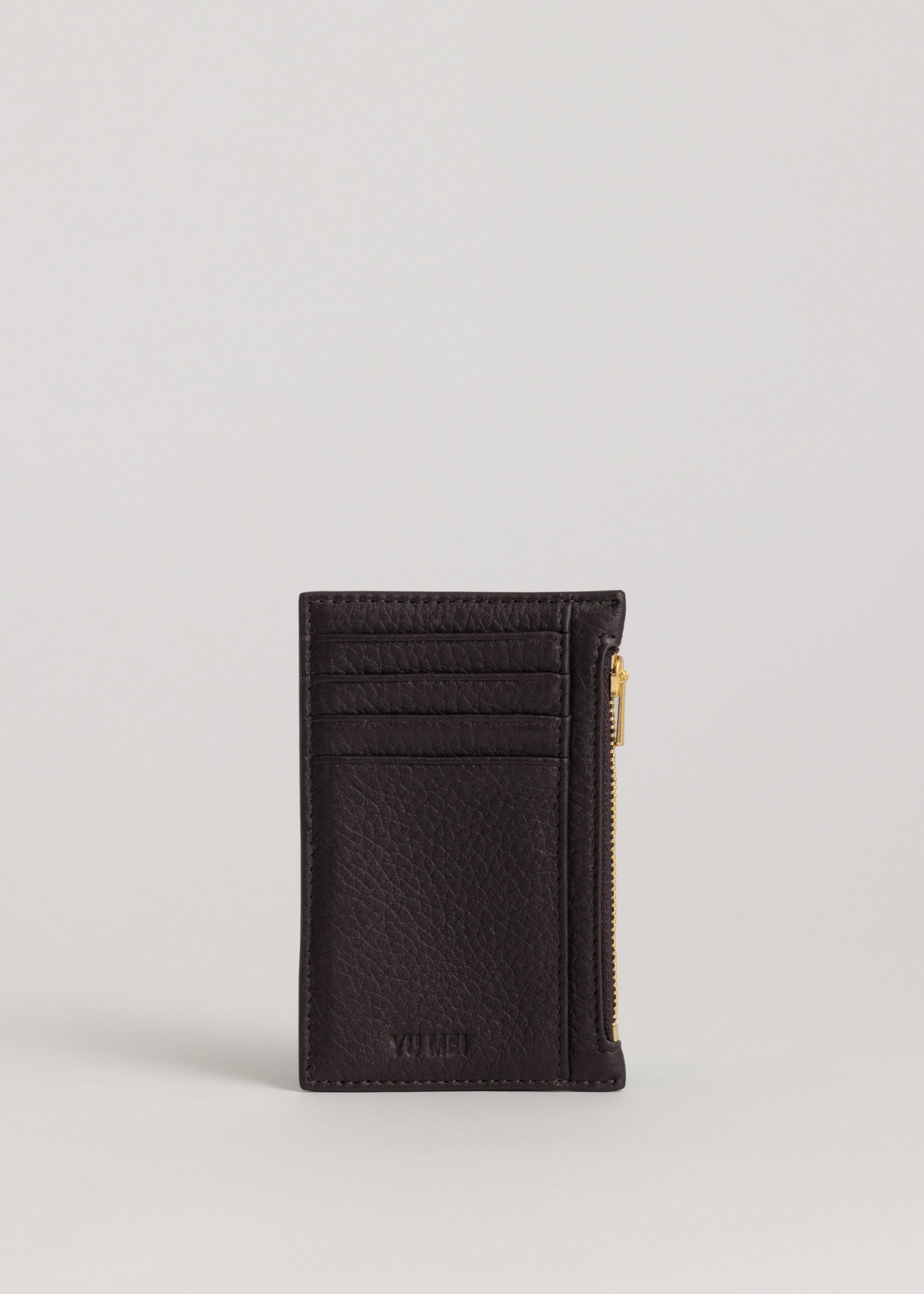 Frank Cardholder in Americano deer nappa front view showing multiple cardholders and zip pocket