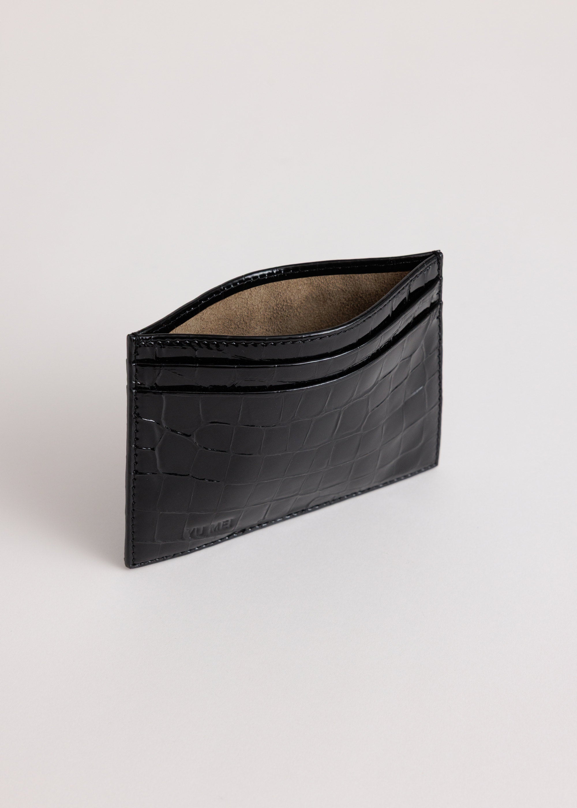 Youhan | Leather Card and Passport Holder in Black Croc – Yu Mei
