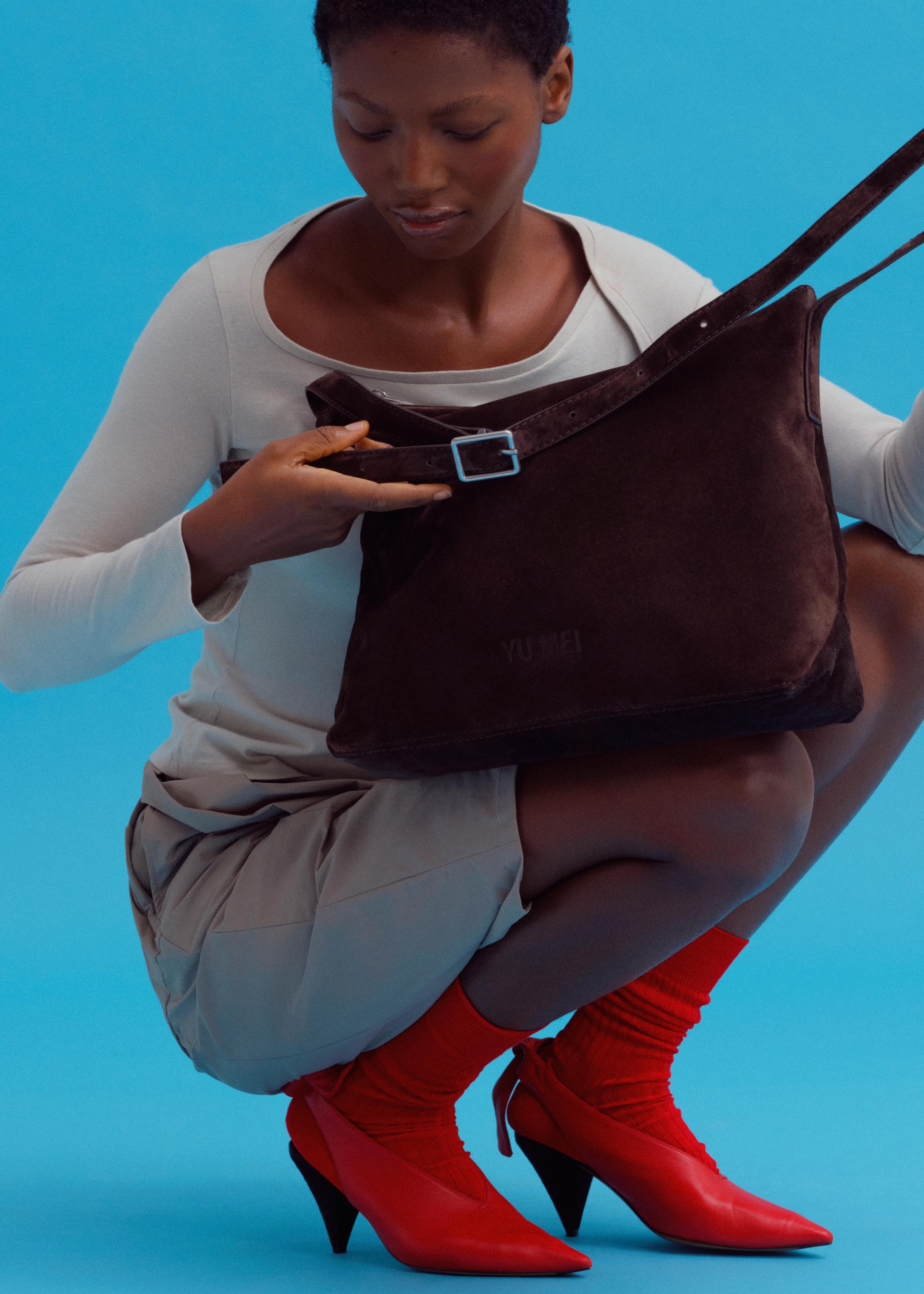 Braidy | Suede Crossbody Bag in Umber | Yu Mei