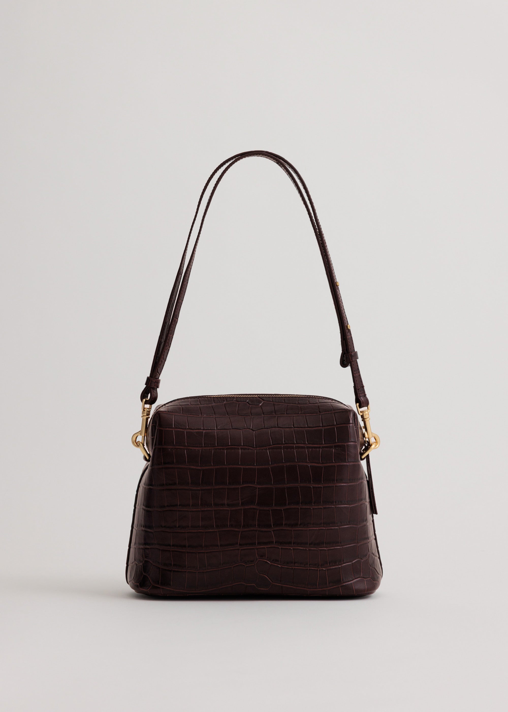 Ch'lita Bag in Fire Croc, back view, showing detachable, adjustable strap
