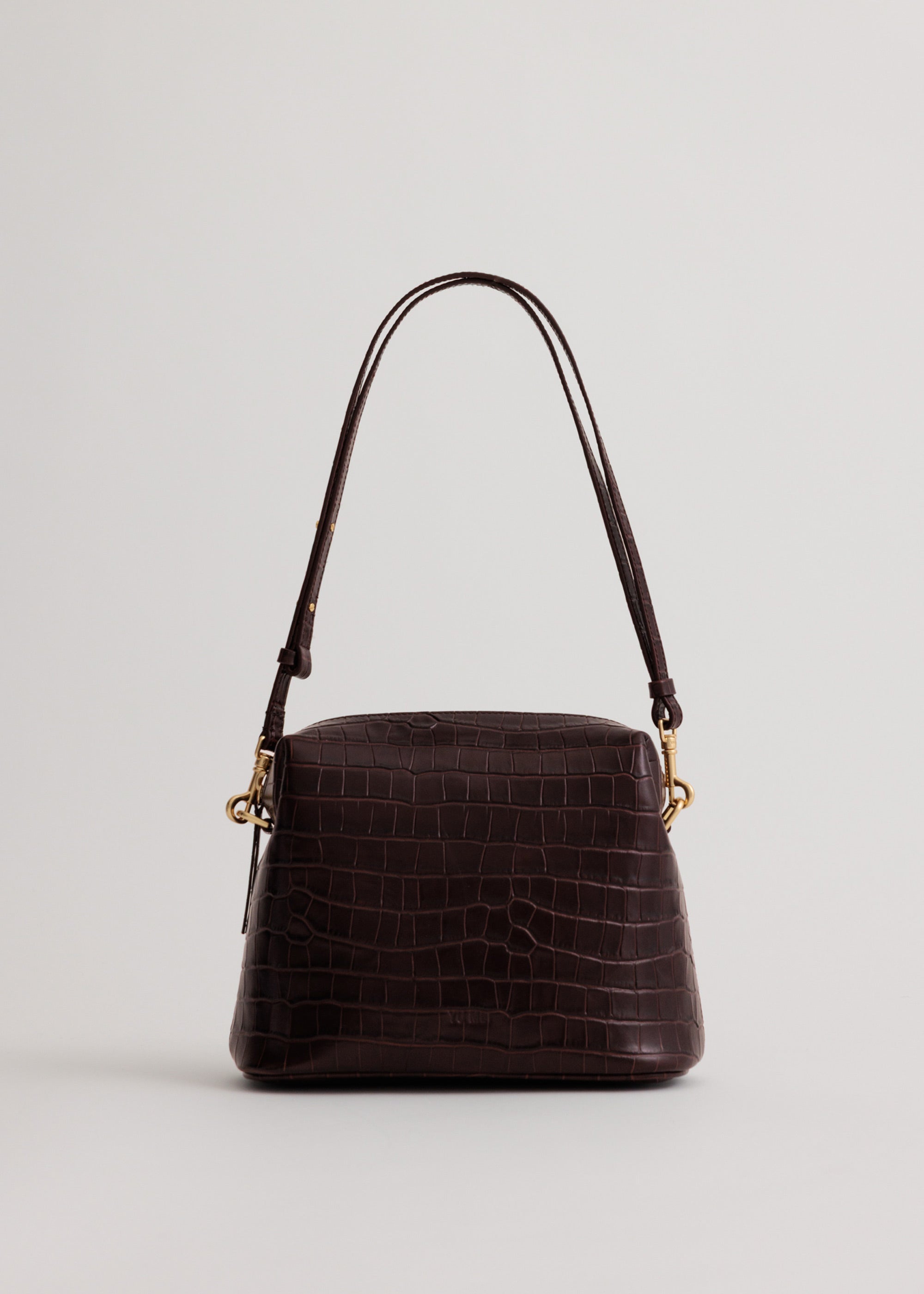 Ch'lita Bag in Fire Croc, front view, showing detachable, adjustable strap