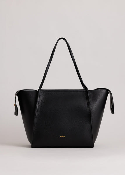 Claudia | Leather Tote Bag in Black | Yu Mei
