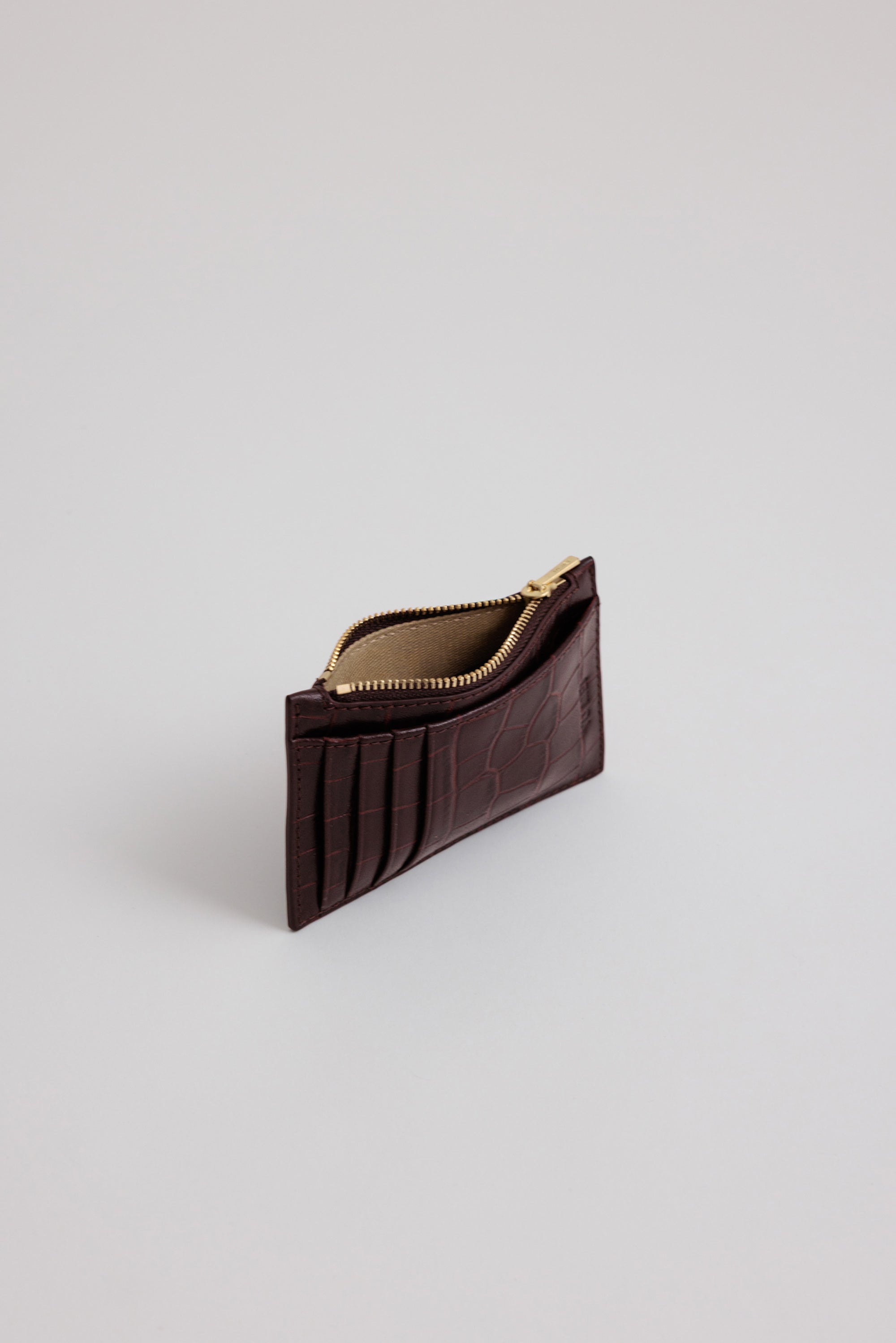 Frank Cardholder in Fire Croc open view showing cotton drill lining