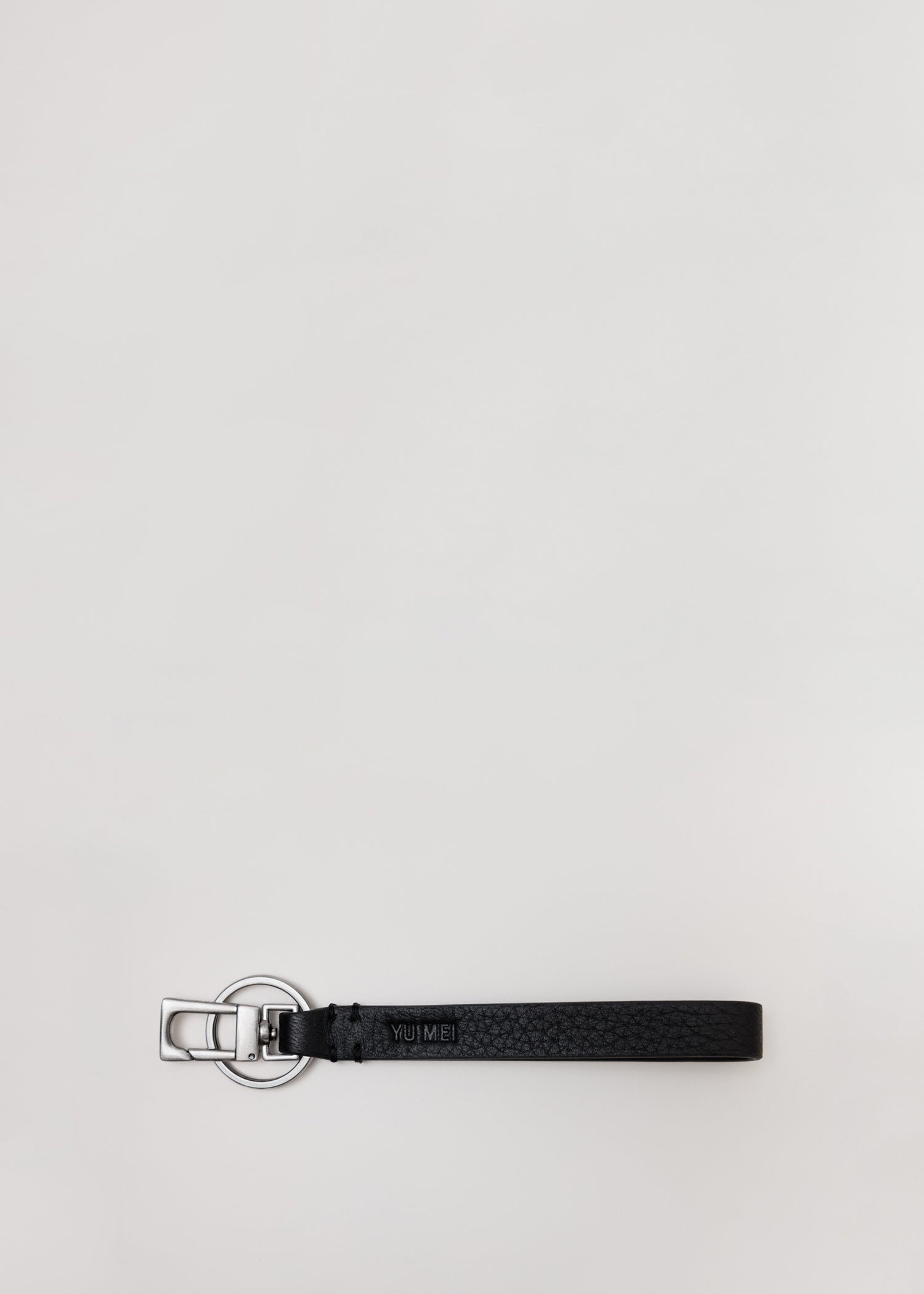 Black deer nappa key fob with silver hardware