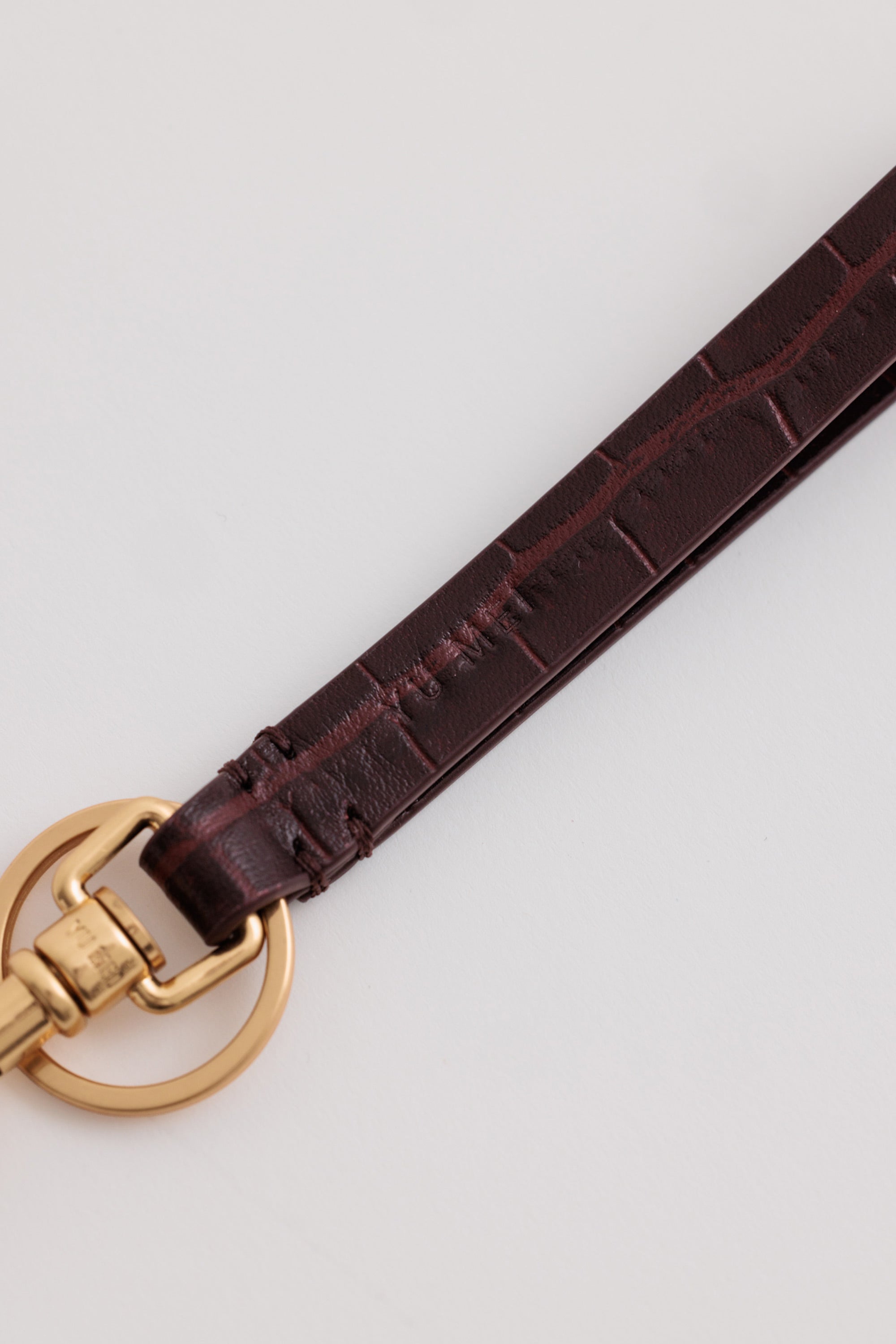 Key Fob in Fire Croc detail view show leather grain