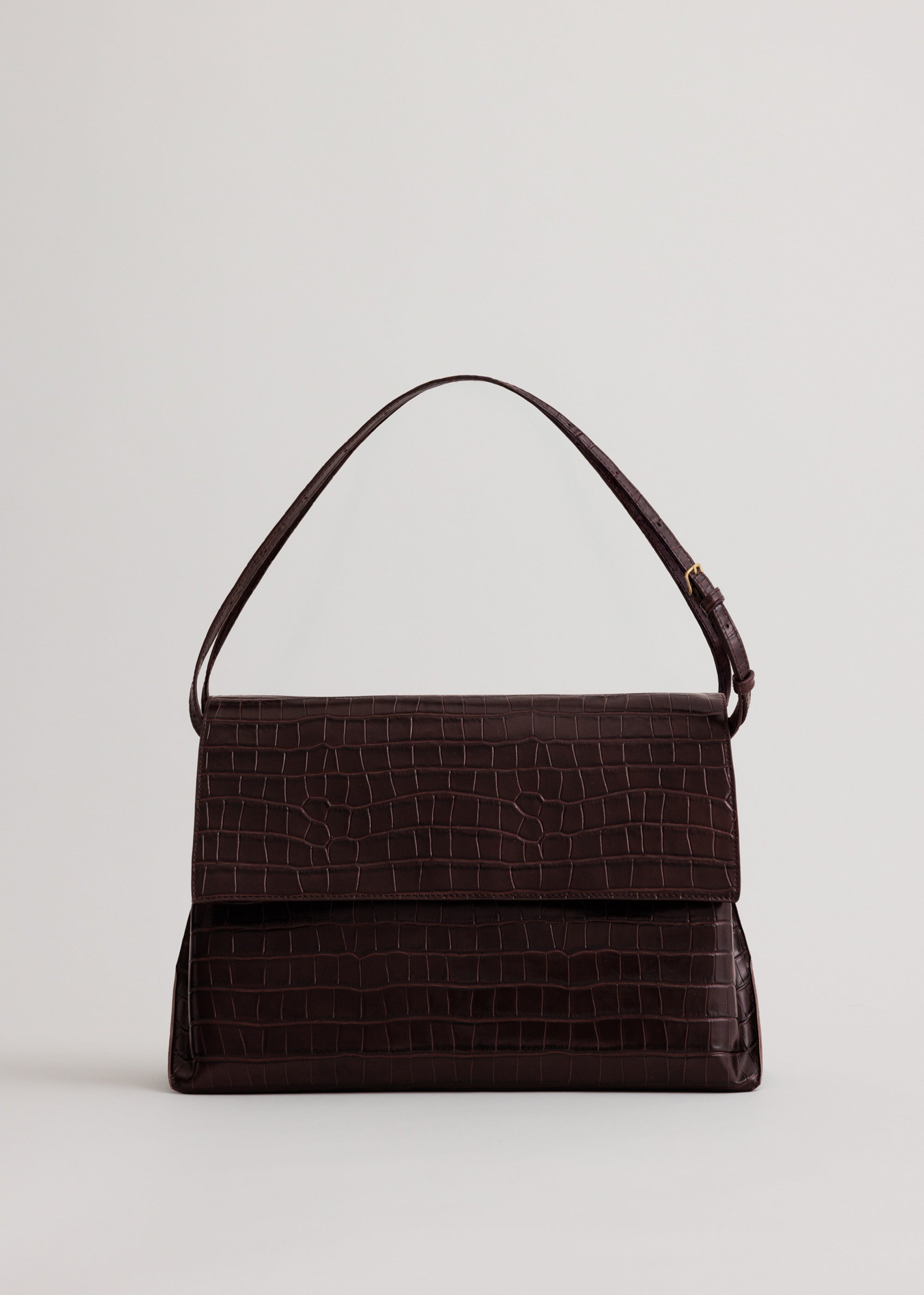 Pania Bag in Fire Croc front view showing premium croc embossed exterior and adjustable strap