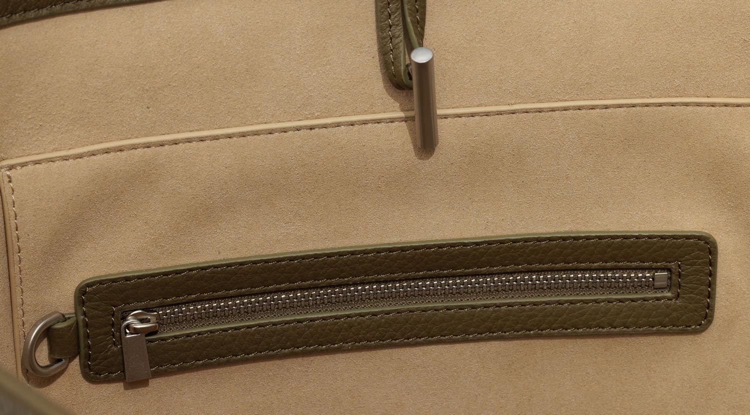 Interior zipped pocket detail