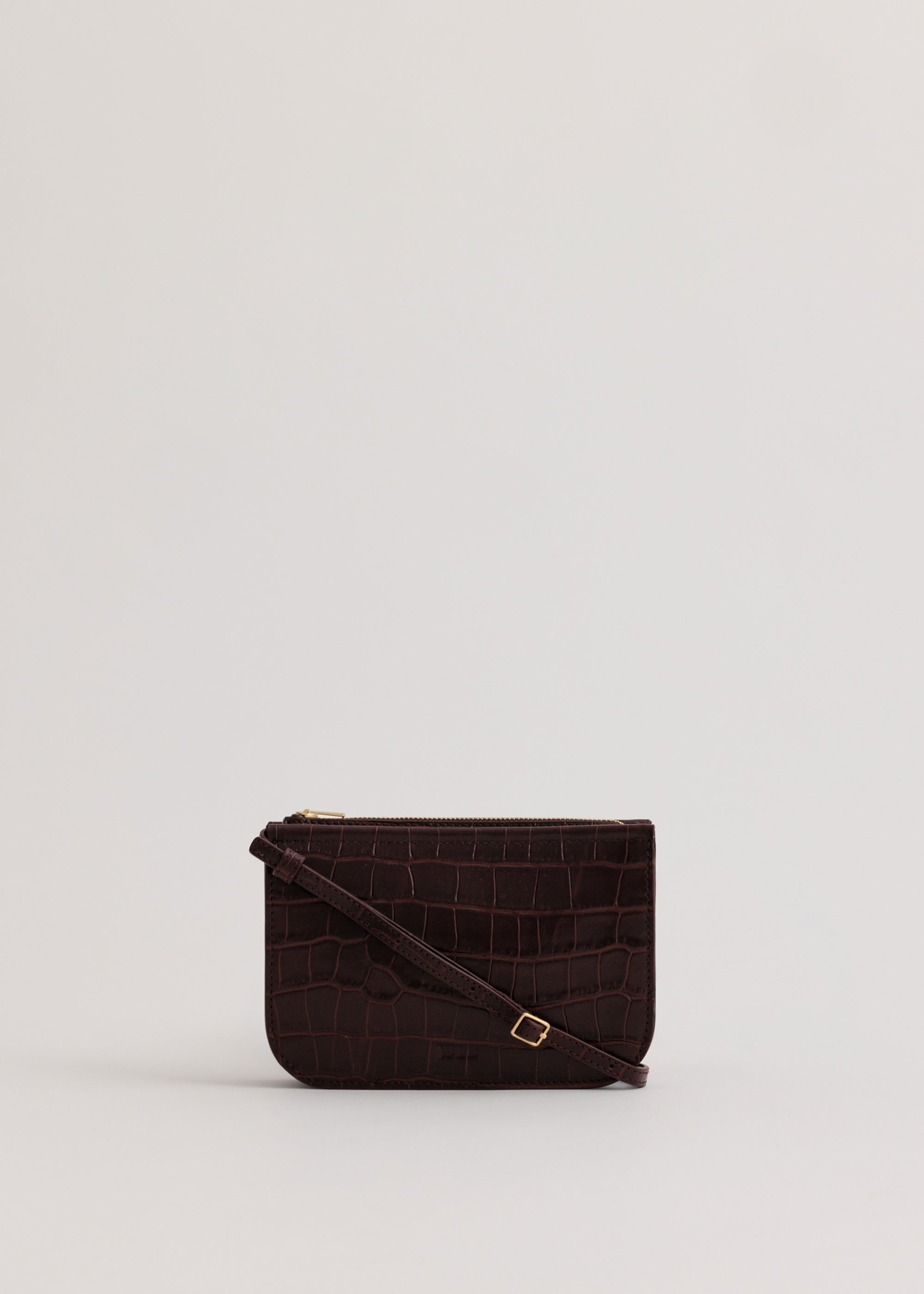Vi Bag in Fire Croc front view showing adjustable cross-body strap